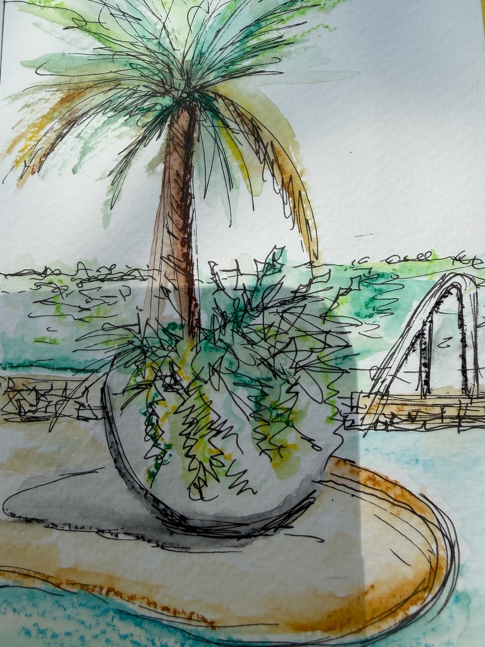 Hard rock hotel pool illustration painting